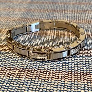 Men’s Stainless Steel Bracelet with Diamond Accent